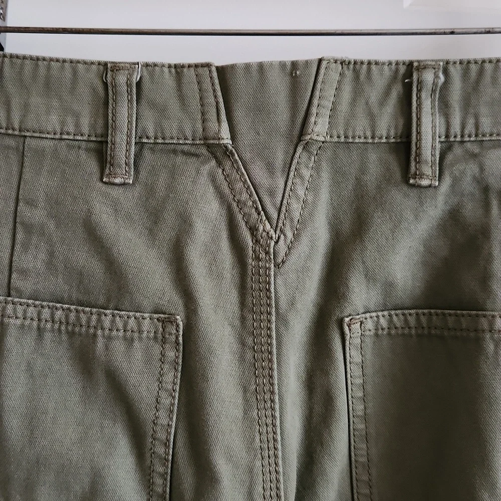 TORY BURCH Carpenter Pants Olive Green Wide Barrel Leg Pants Size 28